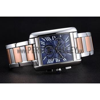 Cartier Tank MC Blue Dial Stainless Steel Case Two Tone Bracelet  622700