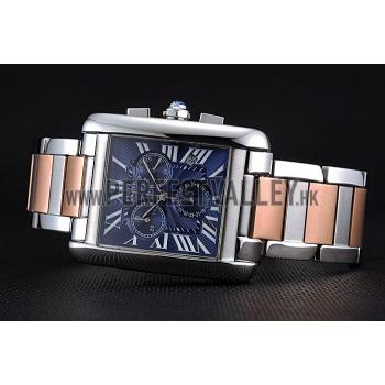 Cartier Tank MC Blue Dial Stainless Steel Case Two Tone Bracelet  622700