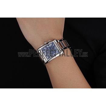 Cartier Tank MC Blue Dial Stainless Steel Case Two Tone Bracelet  622700