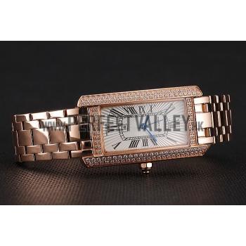 Cartier Tank Americaine White Dial Diamond Bezel Rose Gold Case And Bracelet 1453779