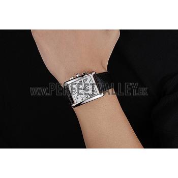 Cartier Tank MC White Dial Stainless Steel Case Black Leather Bracelet  622689 Replica