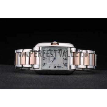 Cartier Tank Anglaise 30mm White Dial Stainless Steel Case Two Tone Bracelet