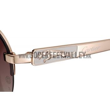 Replica Cartier Wild Panthere Detail Beige Frame Gold Temples Sunglasses 308189