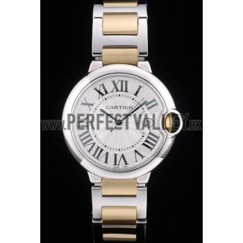 Cartier Ballon Bleu 42mm White Dial Stainless Steel Case Two Tone Gold Bracelet