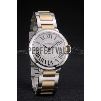 Cartier Ballon Bleu 42mm White Dial Stainless Steel Case Two Tone Gold Bracelet