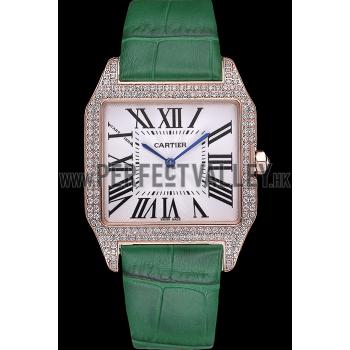 Replica Cartier Santos 100 Diamond Rose Gold Bezel 621930