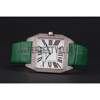 Replica Cartier Santos 100 Diamond Rose Gold Bezel 621930