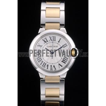 Cartier Ballon Bleu 38mm White Dial Stainless Steel Case Two Tone Gold Bracelet