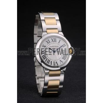 Cartier Ballon Bleu 38mm White Dial Stainless Steel Case Two Tone Gold Bracelet