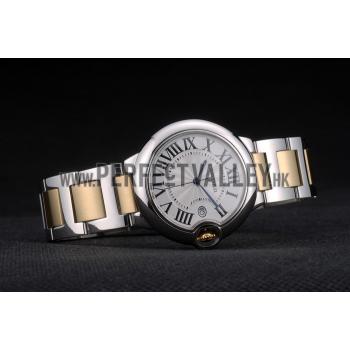 Cartier Ballon Bleu 38mm White Dial Stainless Steel Case Two Tone Gold Bracelet