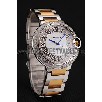 Swiss Cartier Ballon Bleu 46 MM Diamond Dial Diamond Case Gold And Staineless Steel Bracelet 1453886