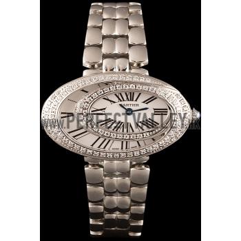 Replica Cartier Baignoire Hypnose White Dial Diamonds Steel Case Steel Bracelet