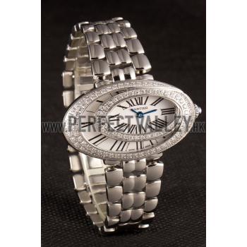 Replica Cartier Baignoire Hypnose White Dial Diamonds Steel Case Steel Bracelet