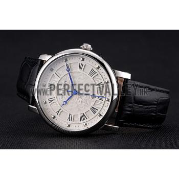 Replica Cartier Rotonde Date White Dial Stainless Steel Case Black Leather Strap