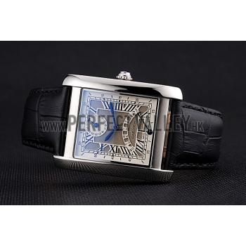 Cartier Tank White Dial Stainless Steel Case Black Leather Strap  622761