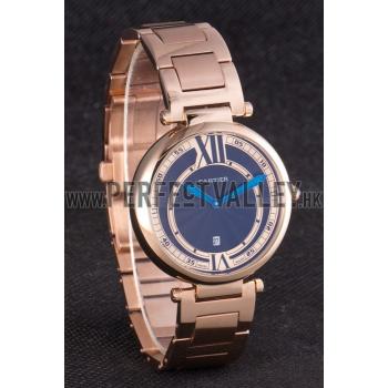 Cartier Ballon Bleu Rose Gold Stainelss Steel Strap Black Dial  621454 Replica