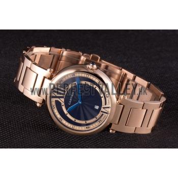 Cartier Ballon Bleu Rose Gold Stainelss Steel Strap Black Dial  621454 Replica