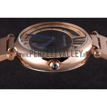 Cartier Ballon Bleu Rose Gold Stainelss Steel Strap Black Dial  621454 Replica