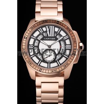 Cartier Calibre De Cartier Small Seconds Black And White Dial Rose Gold Case And Bracelet