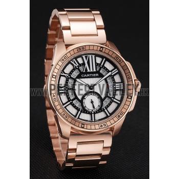 Cartier Calibre De Cartier Small Seconds Black And White Dial Rose Gold Case And Bracelet