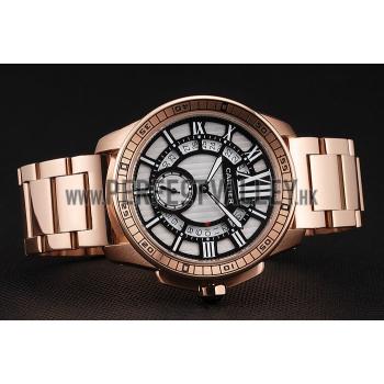 Cartier Calibre De Cartier Small Seconds Black And White Dial Rose Gold Case And Bracelet