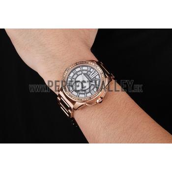 Cartier Calibre De Cartier Small Seconds Black And White Dial Rose Gold Case And Bracelet