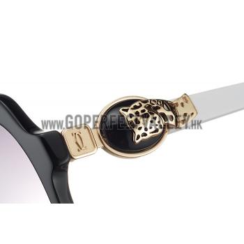 Replica Cartier Double C Decor Black Frame White Temples Sunglasses  308254