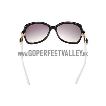 Replica Cartier Double C Decor Black Frame White Temples Sunglasses  308254