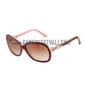 Cartier Golden Logo Detail Dark Red And Beige Frame Sunglasses 308275