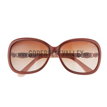 Cartier Golden Logo Detail Dark Red And Beige Frame Sunglasses 308275