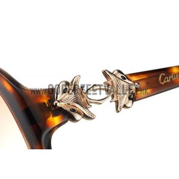 Replica Cartier Golden Finish Logo Detail Light Tortoiseshell Frame Sunglasses 308271