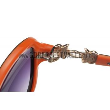 Cartier Golden Finish Logo Detail Black And Orange Frame Sunglasses 308272