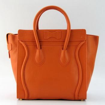 Celine  80017 2way Cow Leather Orange Handbag