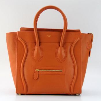 Celine  80017 2way Cow Leather Orange Handbag