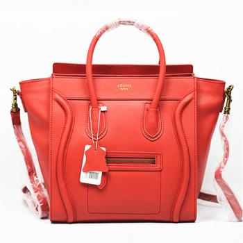 Replica Celine  2008 2way Cow Leather Red Handbag