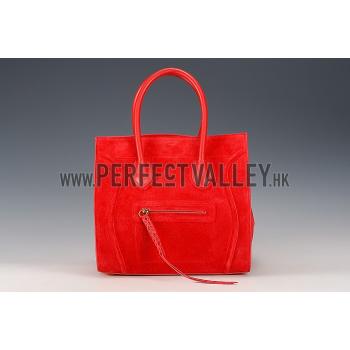 Celine Phantom Luggage Suede Leather Red Replica