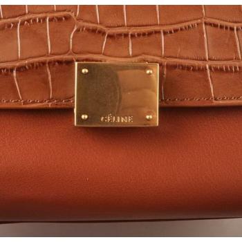 Celine 3073 2way Crocodile Brown Bag HM03053