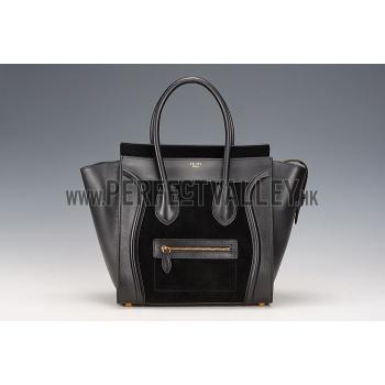 Celine Mini Luggage Black Leather/Suede Leather