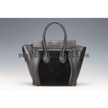 Celine Mini Luggage Black Leather/Suede Leather