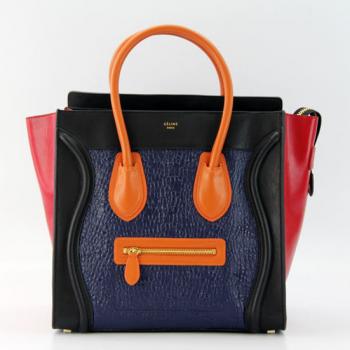 Celine 80017 2way Cow Leather Blue HM04146