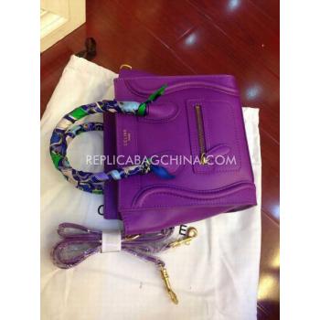 Celine Handbag Calfskin Purple