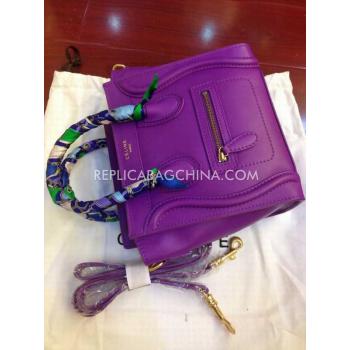 Celine Handbag Calfskin Purple