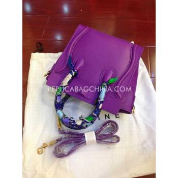 Celine Handbag Calfskin Purple