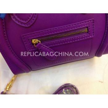 Celine Handbag Calfskin Purple