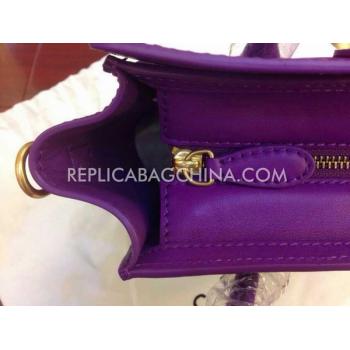 Celine Handbag Calfskin Purple