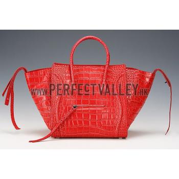 Celine Phantom Medium Red Crocodile Leather