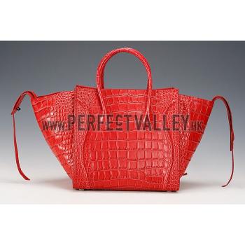 Celine Phantom Medium Red Crocodile Leather