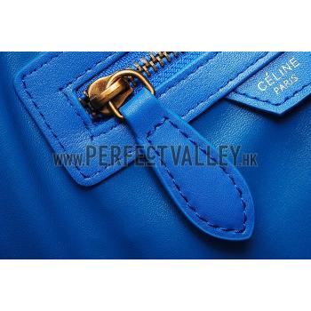 Celine Micro Luggage Blue Leather/Suede Leather