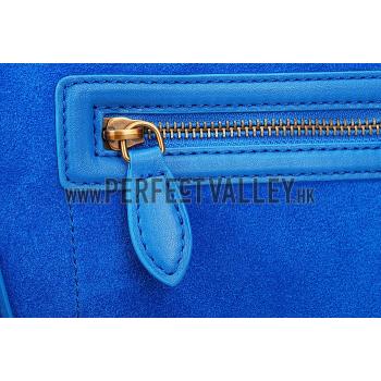 Celine Micro Luggage Blue Leather/Suede Leather