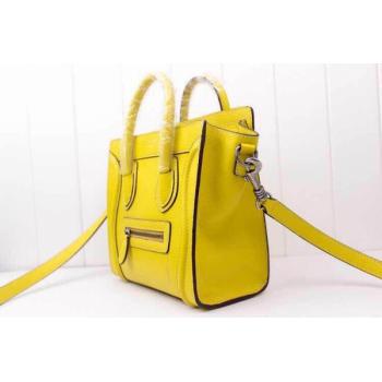 Celine Handbag Cross Body Bag Calfskin Yellow HM06292